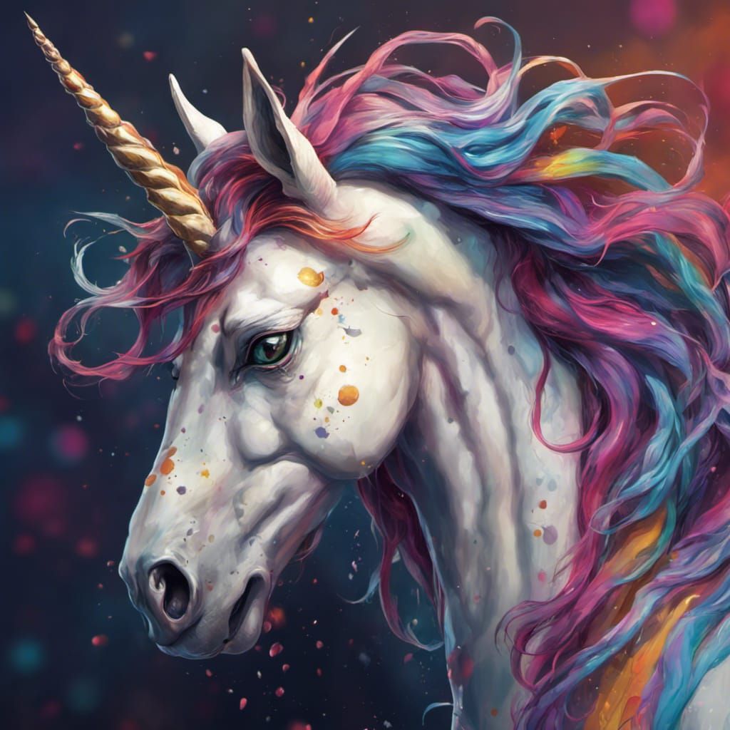 Spooky Unicorn with Tim Burton Vibes