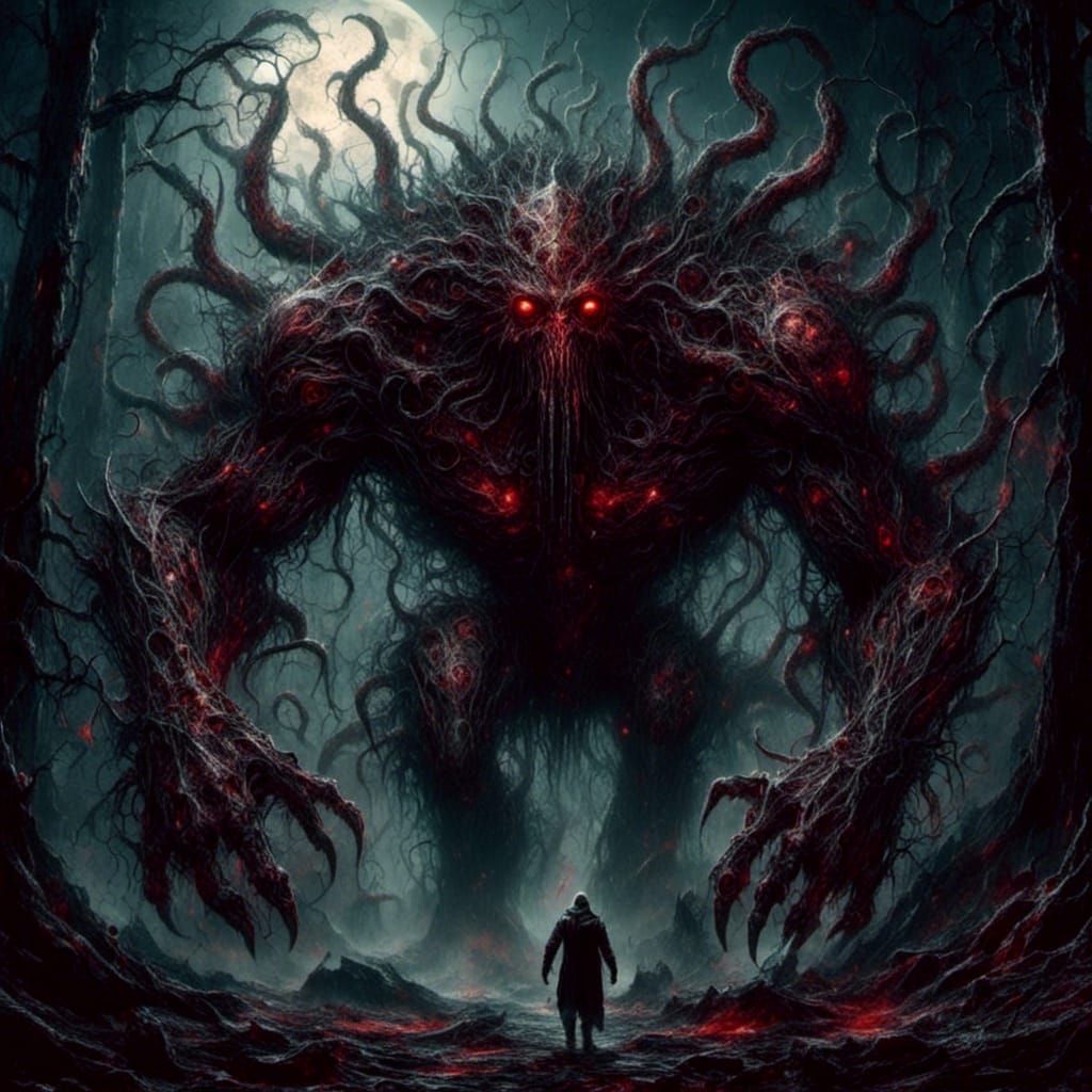 Gigantic Ogre Lumbering in Dark Forest