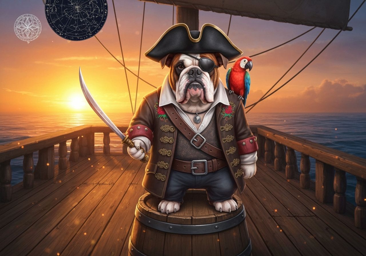 Pirate Bulldog on Deck: A Digital Painting