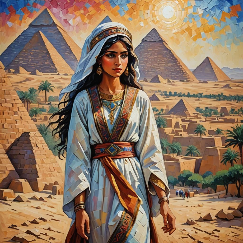 Middle Eastern Angel in Expressionist Oil Painting