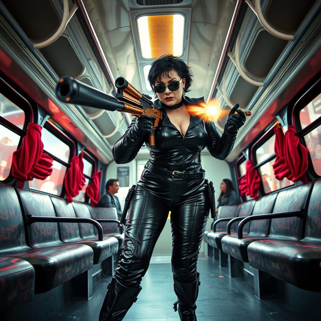 Dominant Executrix in Cyberpunk Leather Suit