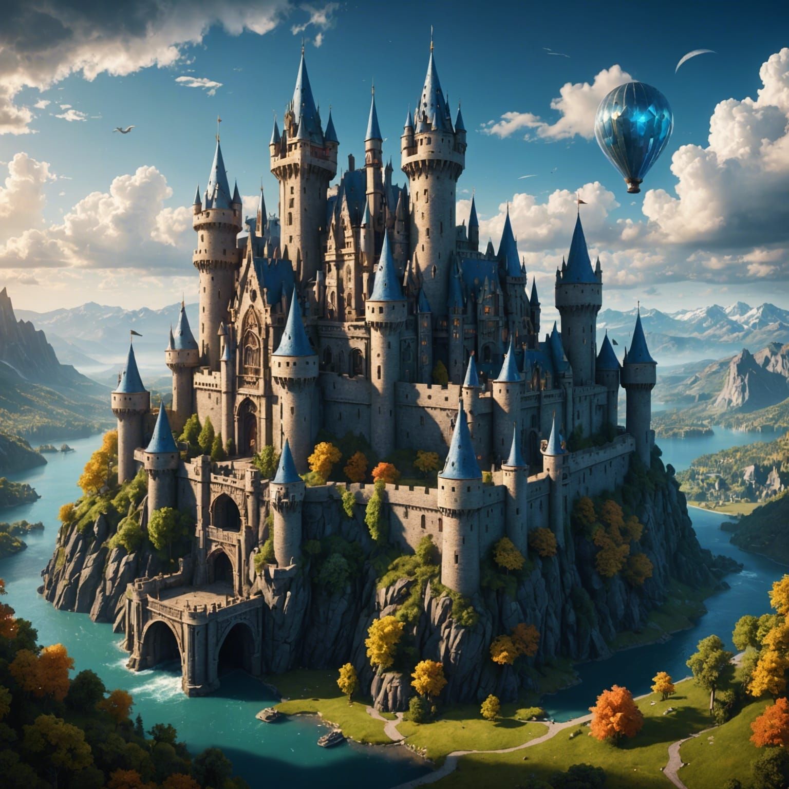 Fantastical Diamond Castle in the Sky