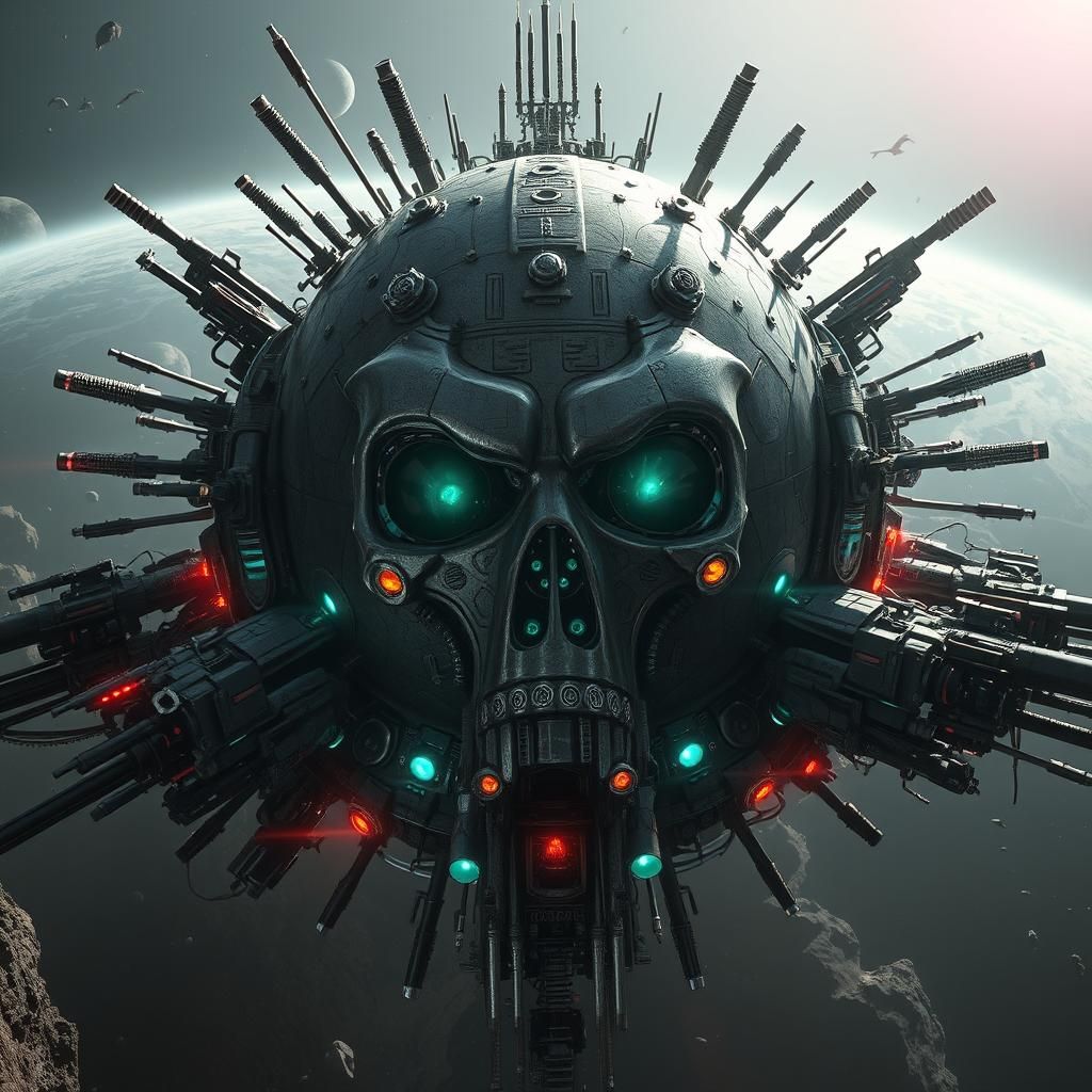 Creepy HR Giger Space Station on Asteroid