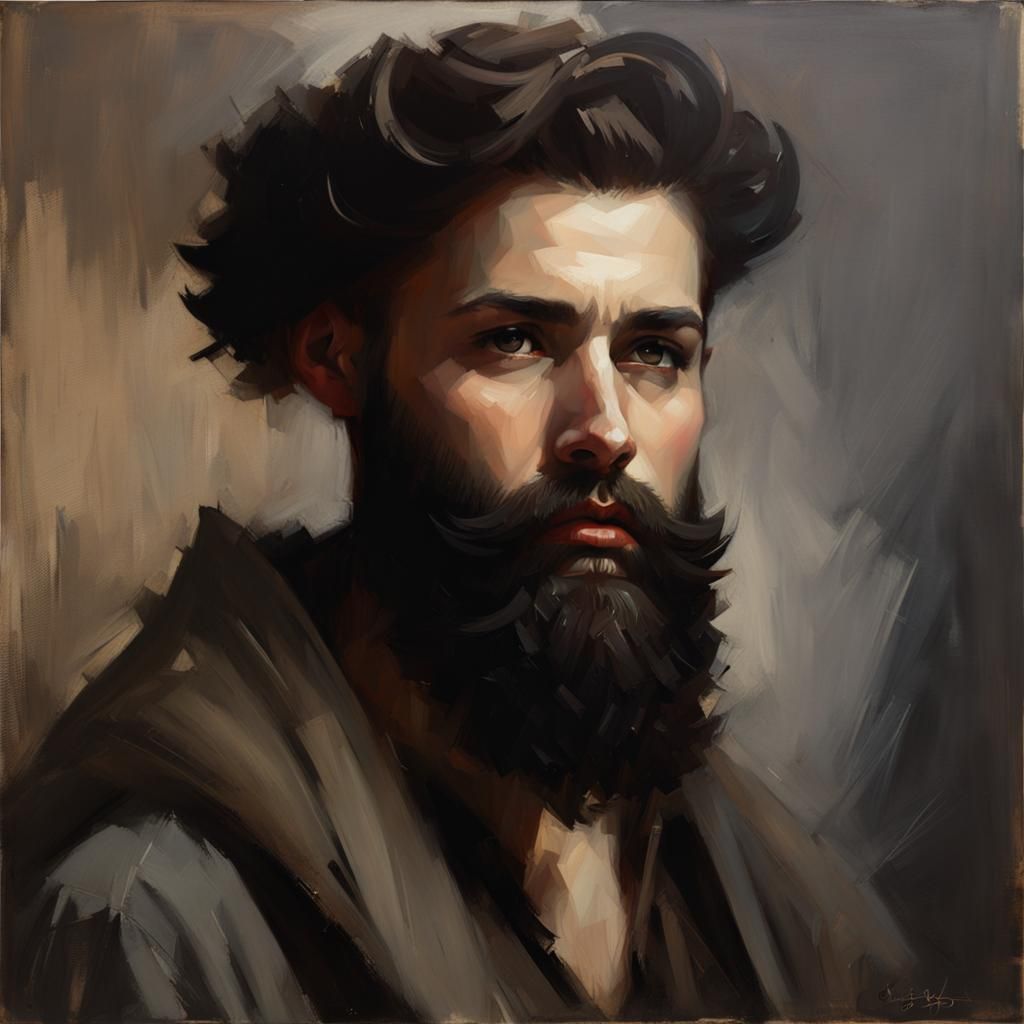 Bearded Maiden Portrait in Soft Realism Style