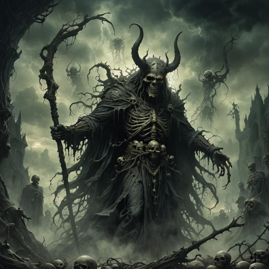 Surreal 3D God of Death in Horror Style