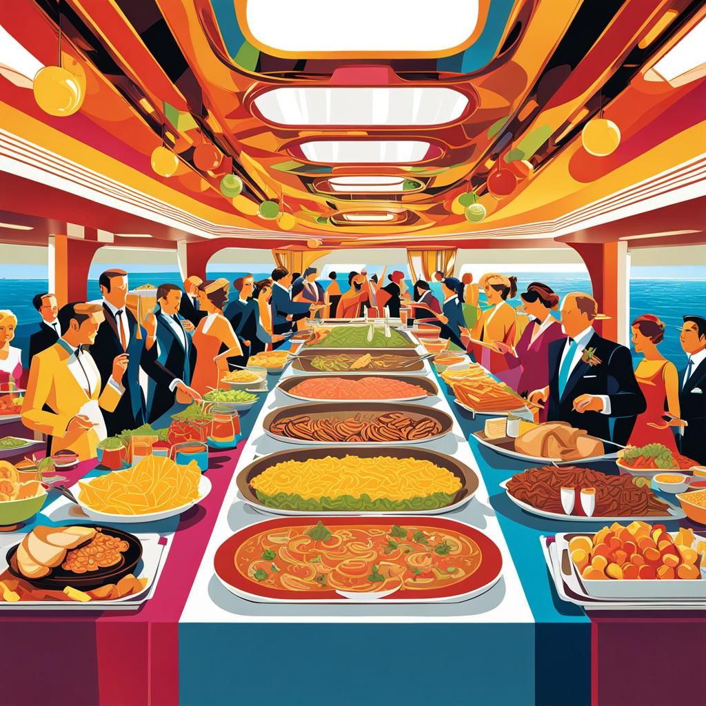 Caribbean Cruise Buffet in Pop Art Style