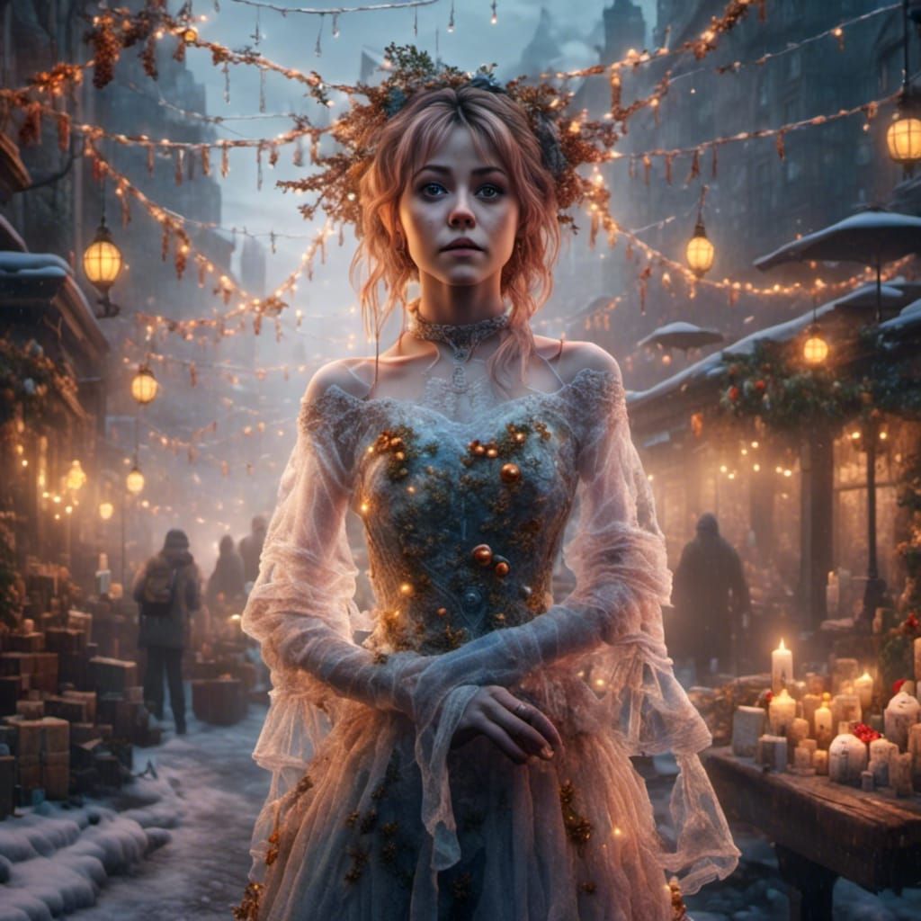 Hyperrealistic Christmas Chibi of Lindsey Stirling