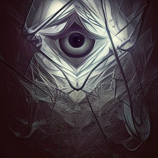 Terrifying Origami Abomination with Lamp Eyes