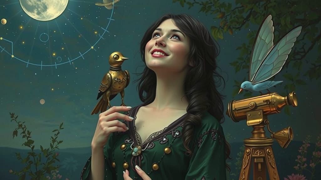 Victorian Fairy Stargazing in Lush Garden