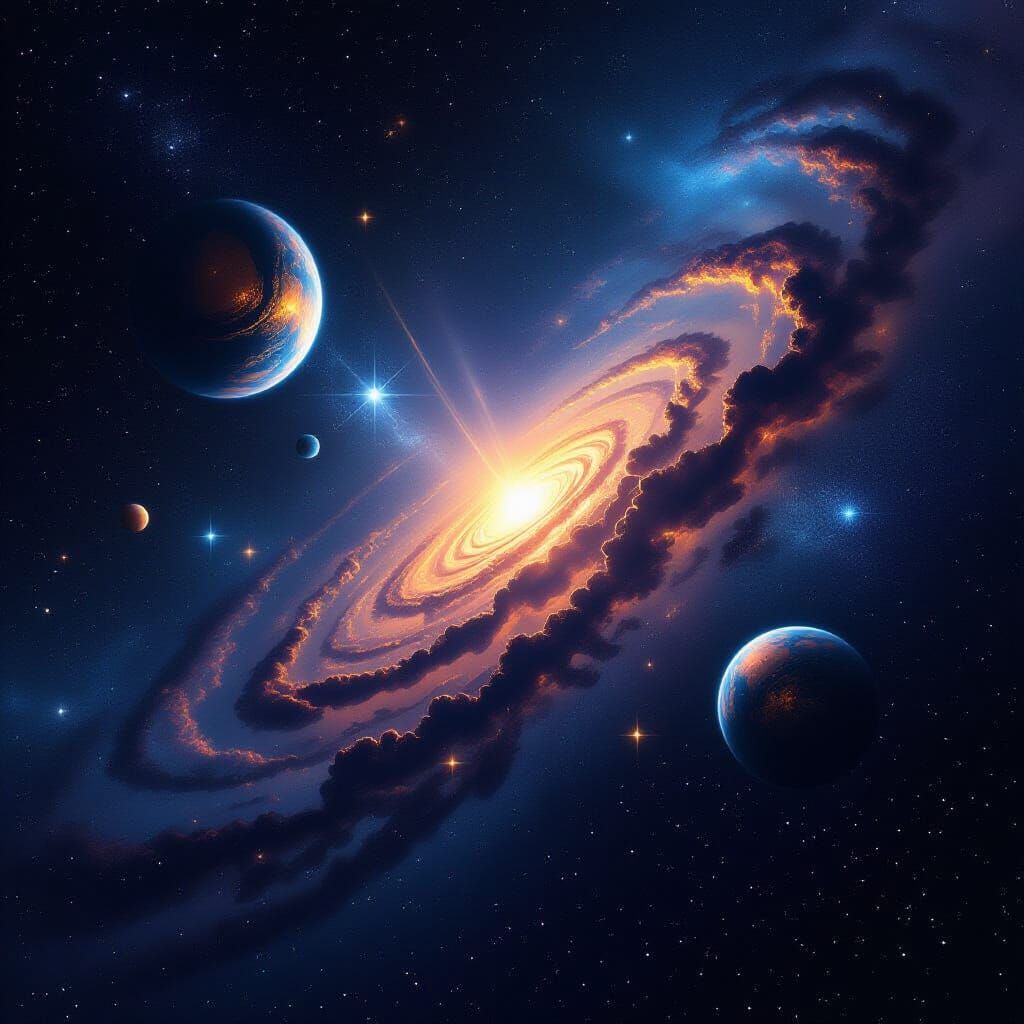 Majestic Space Scene: Shimmering Constellations and Distant ...