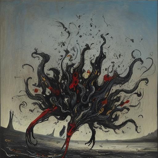 Eccentric Ink Splatter Art with Bloody Jokes