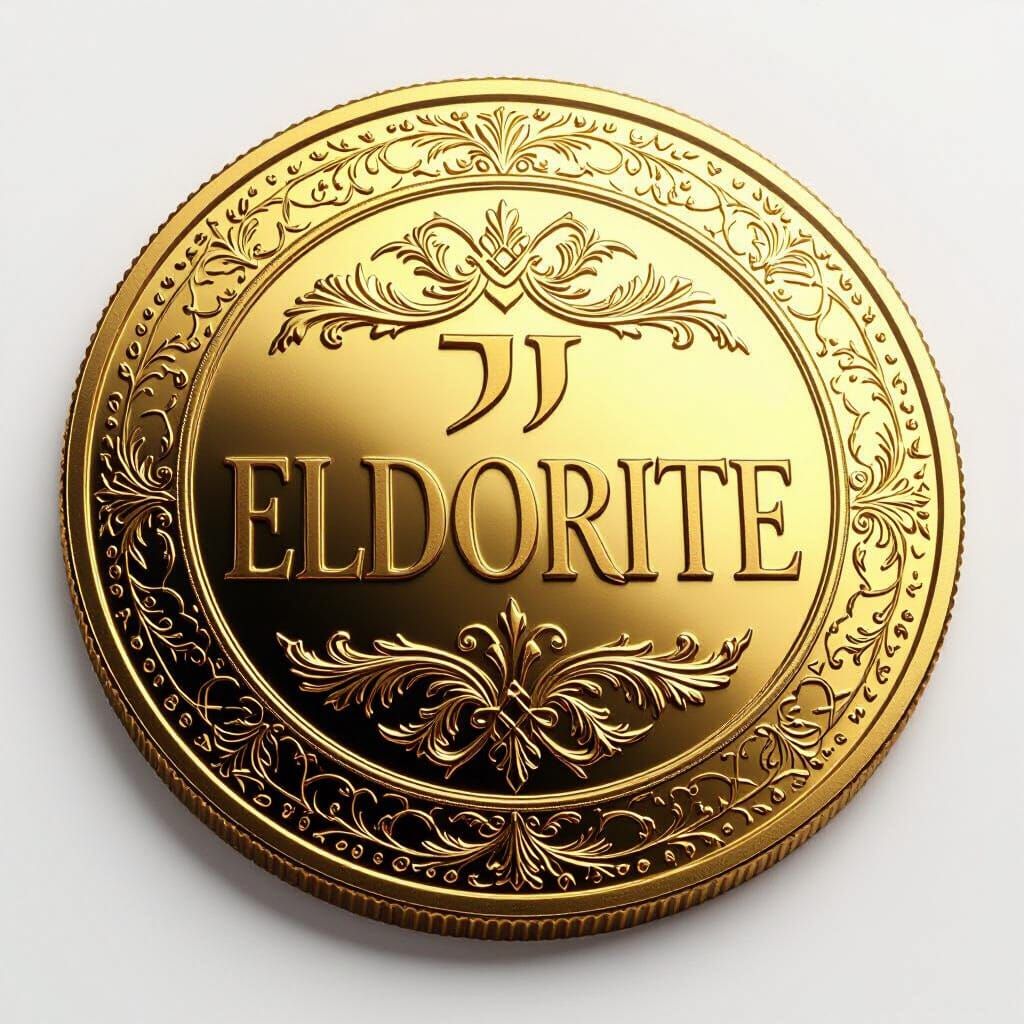 Detailed Gold Coin with Eldorite Engraving