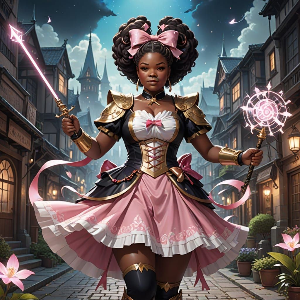 Vibrant Magical Girl Heroine in High-Fantasy Costume