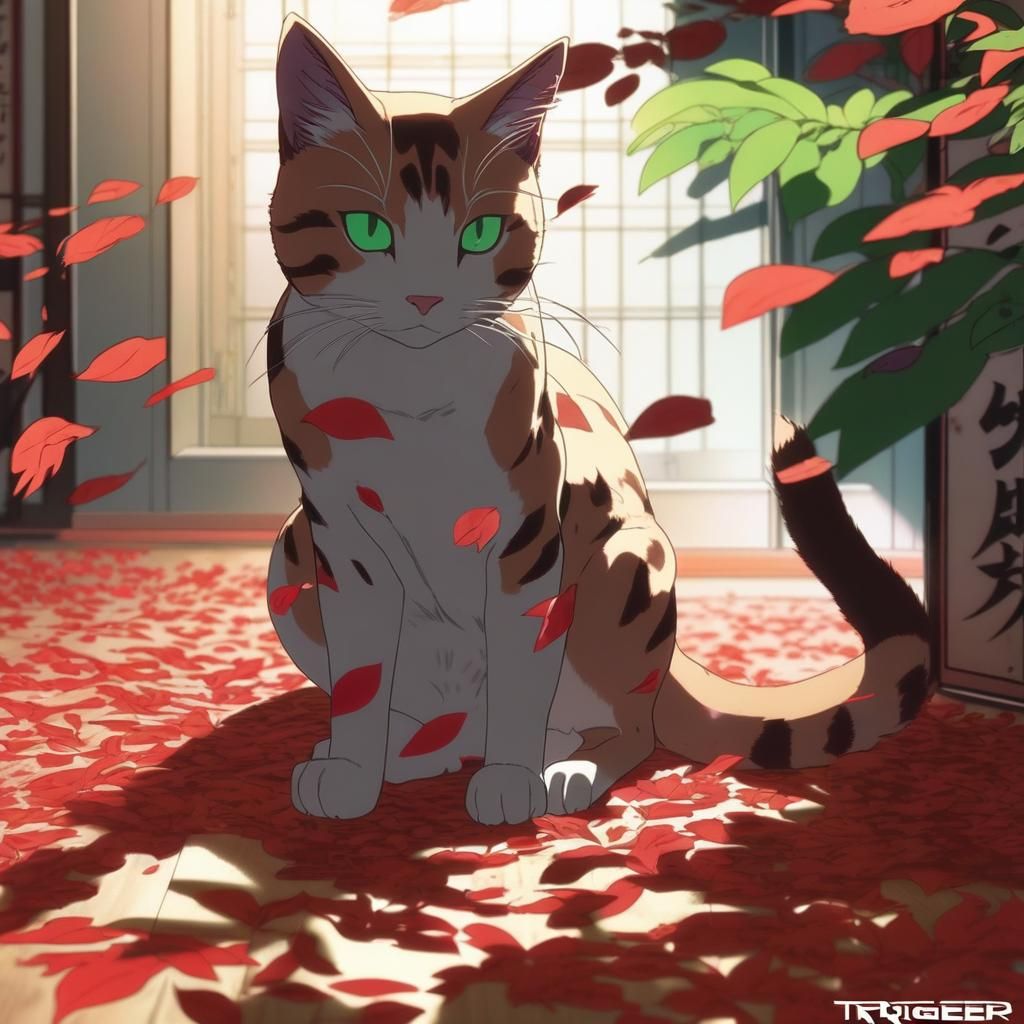みけねこみけねこと桜 (Calico cat and cherry blossoms)