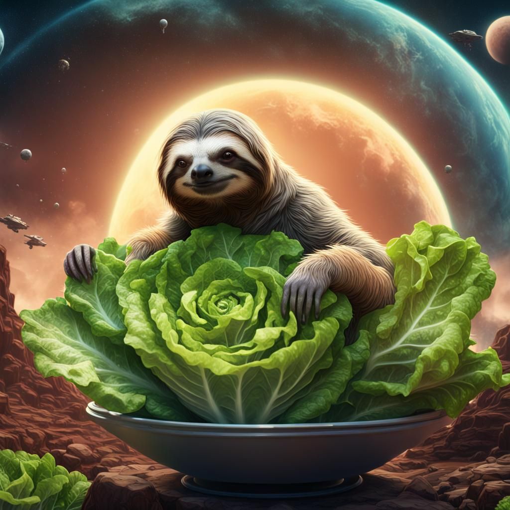 Sloth's Intergalactic Snack: A Detailed Matte Painting