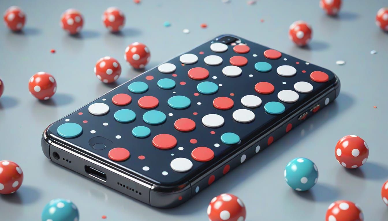 Polka Dot Cell Phone in 3D Anime Art Style