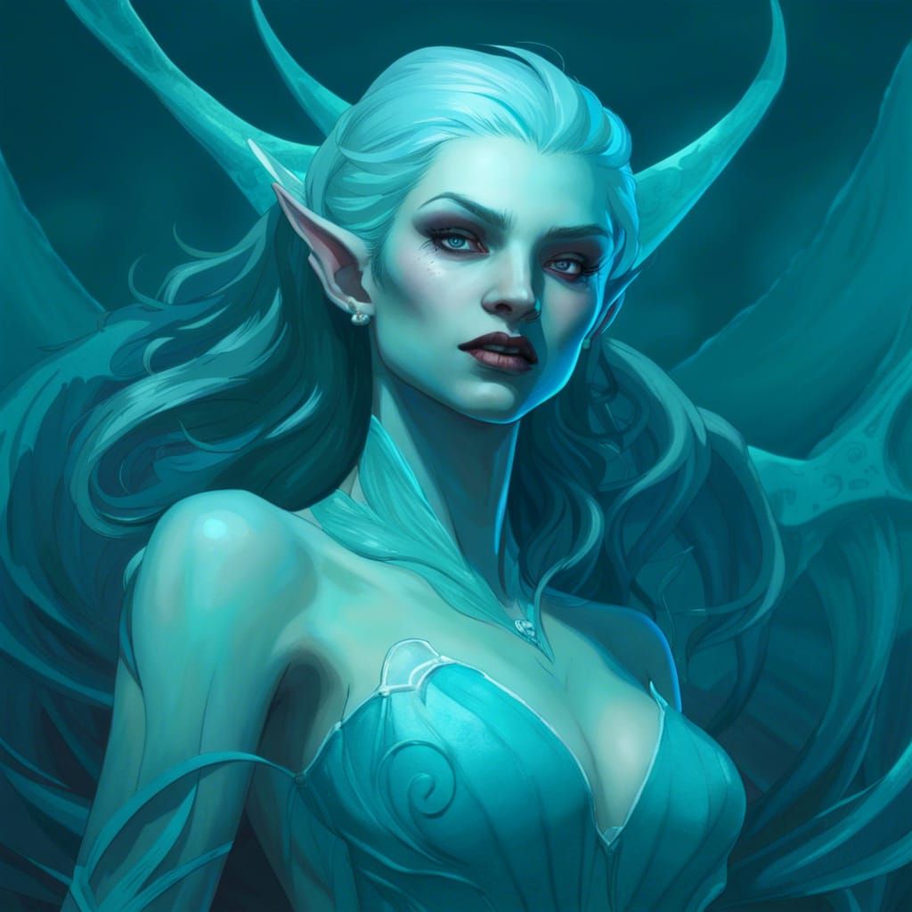 Four-Armed Vampire Portrait in Art Nouveau Style