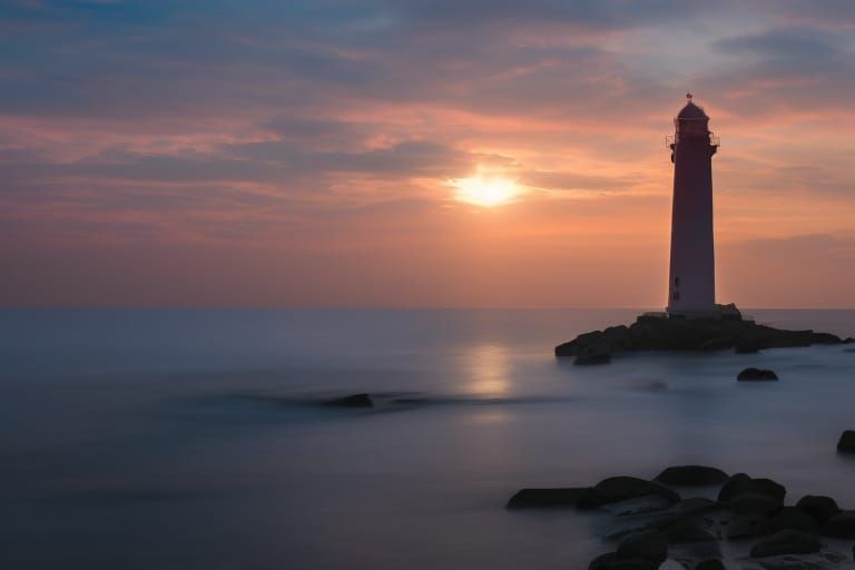 Lighthouses at Pink Sunset