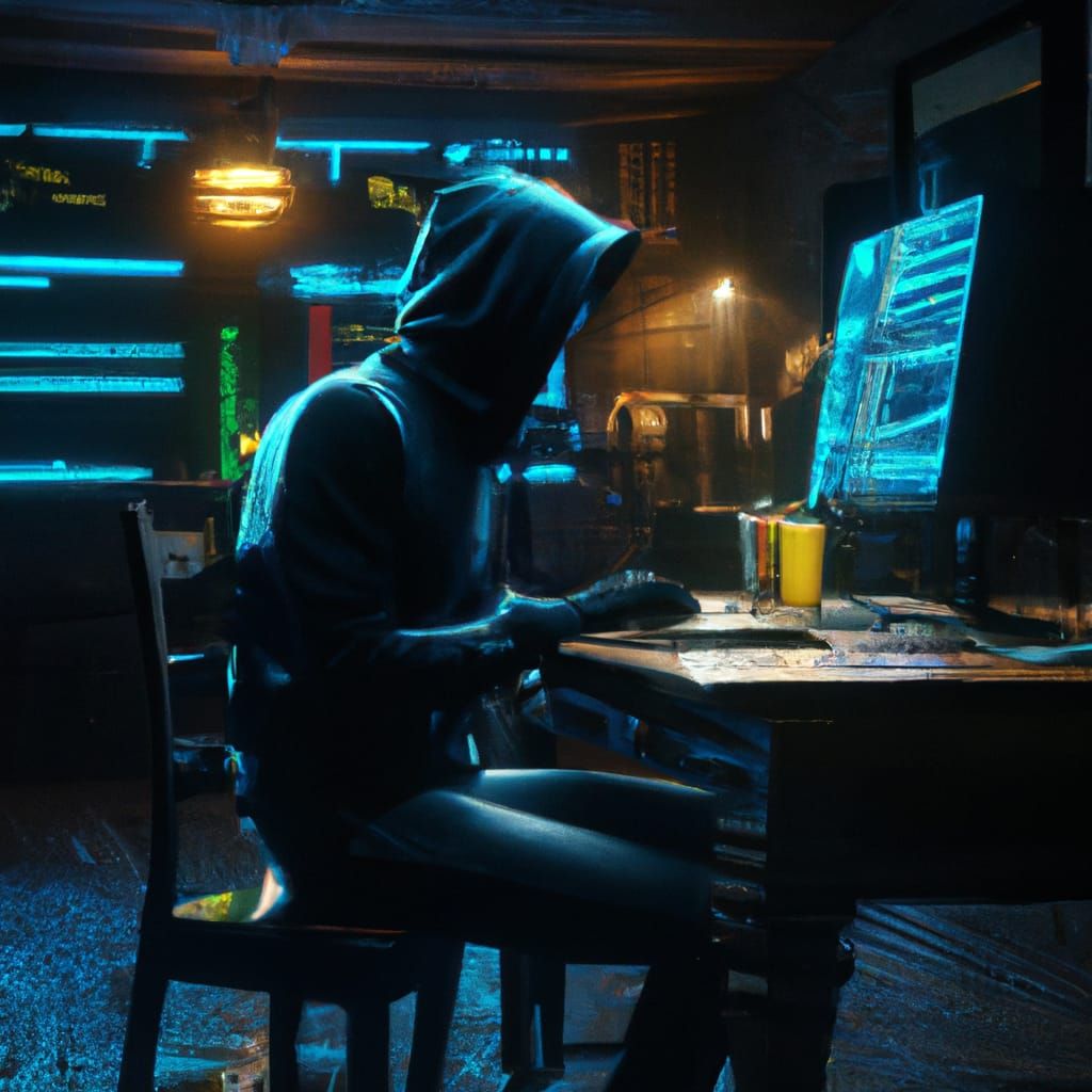 Hacker in Dark Room: Digital Art Style