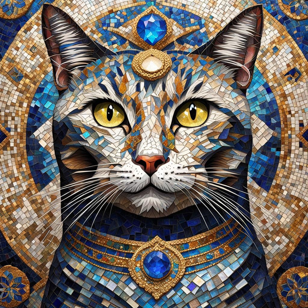 Celestial Mosaic of a Royal Cat