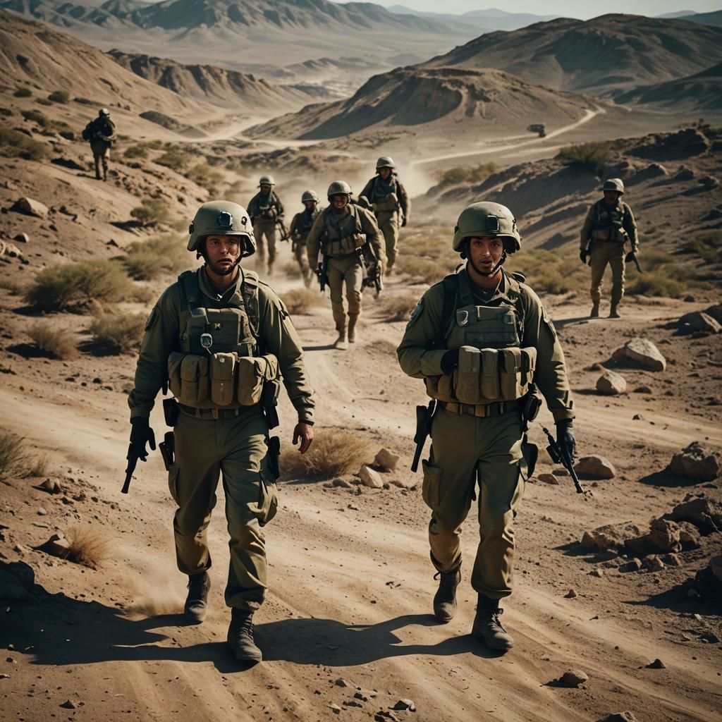 Dramatic Cinematic Still of IDF Heroes