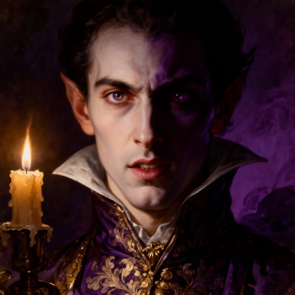 Baroque Vampire Portrait in Dramatic Chiaroscuro