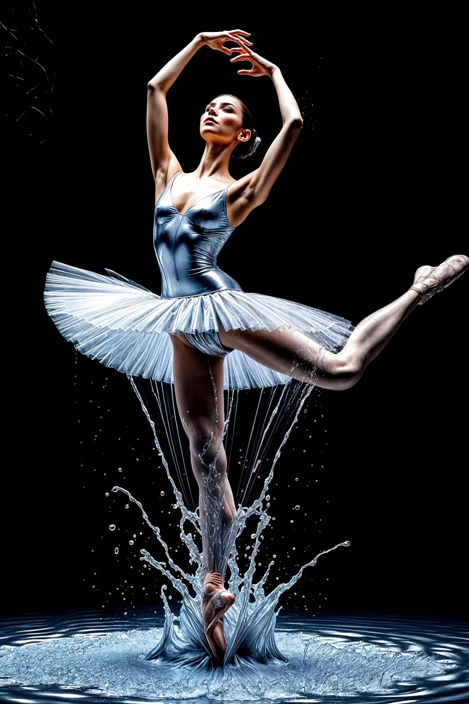 Ballet Dancer Pirouettes from Liquid Silver