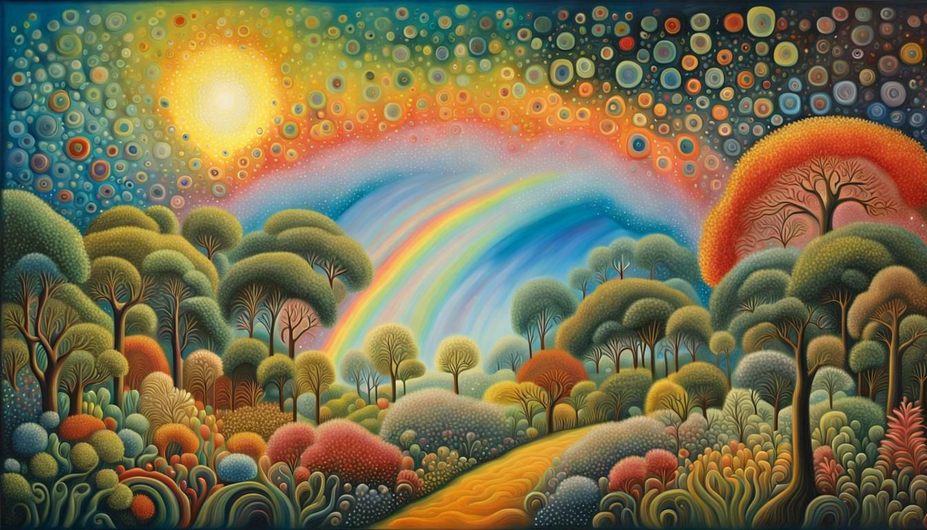 Iridescent Macroscape: A Surrealist Oil Painting