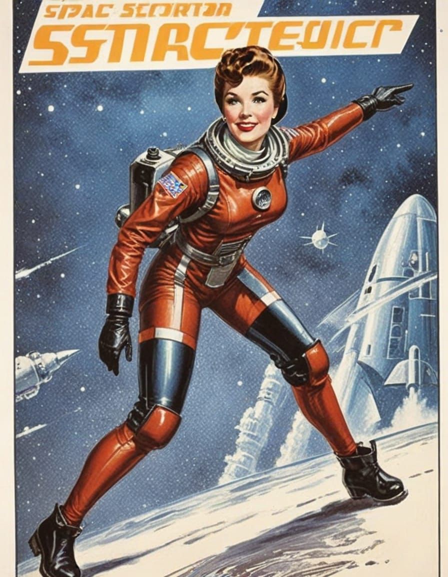 Retro-SciFi Pinup Oil Portrait