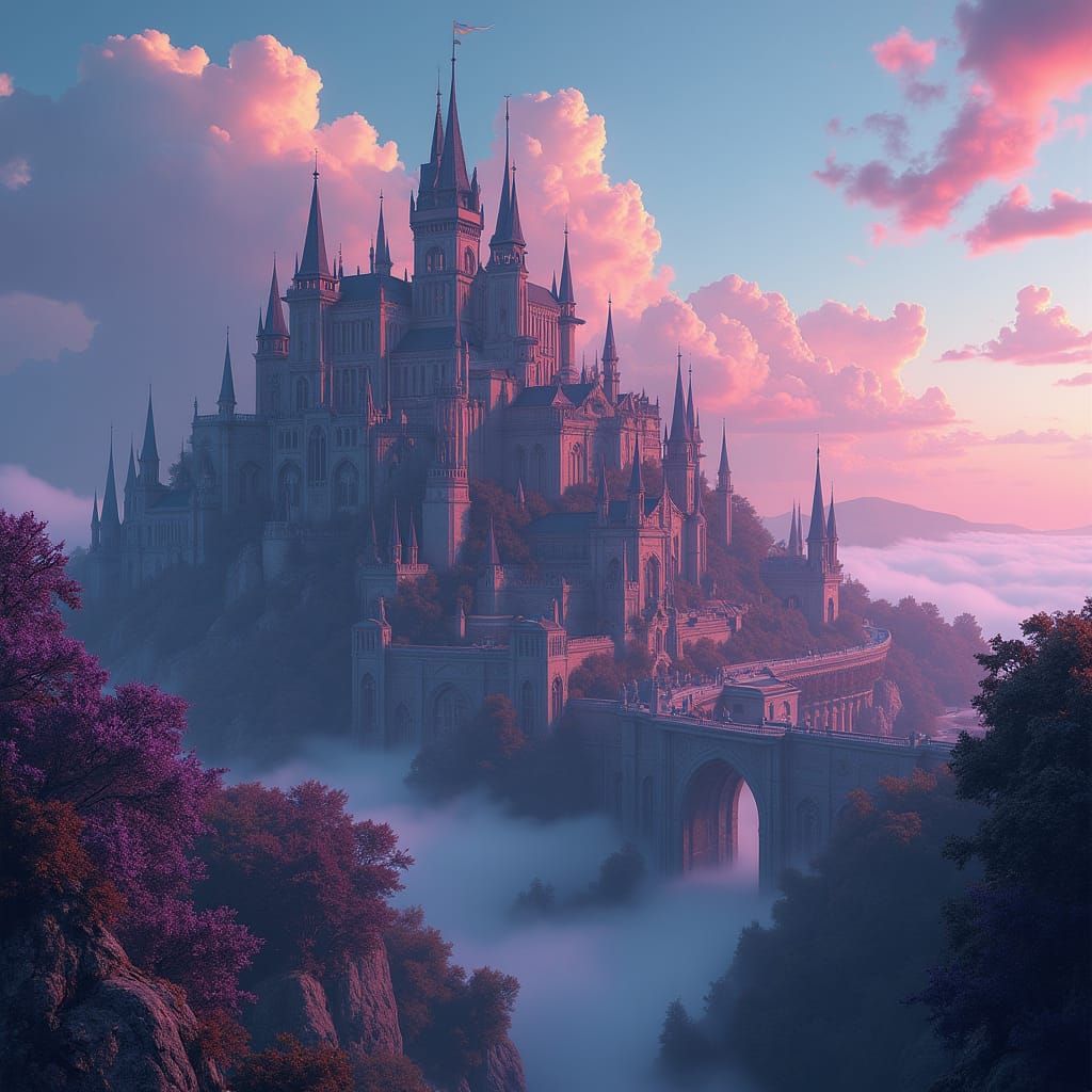 Mystical City with Spires in Detailed Matte Painting