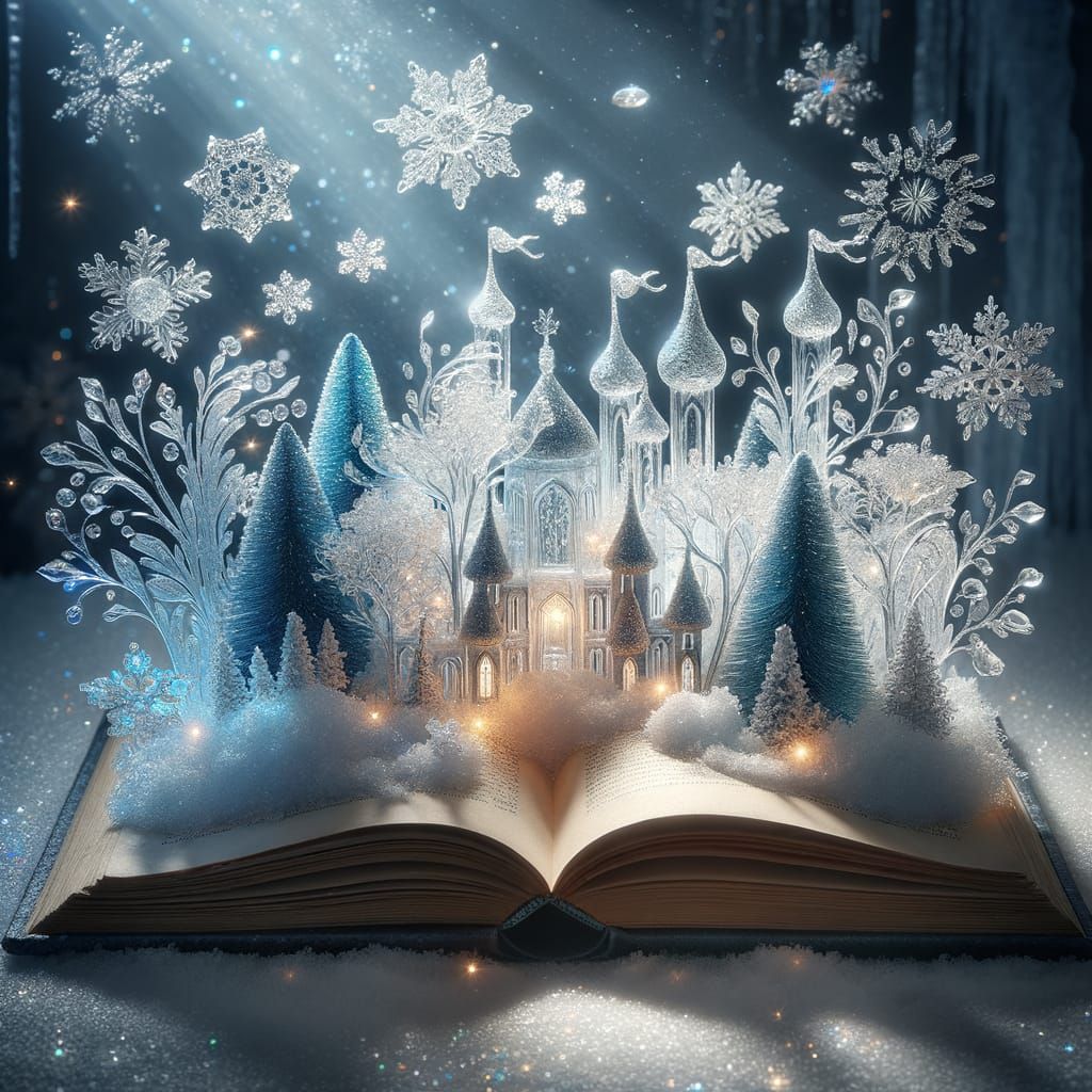 Frozen Fairytale World Emerges from Open Book