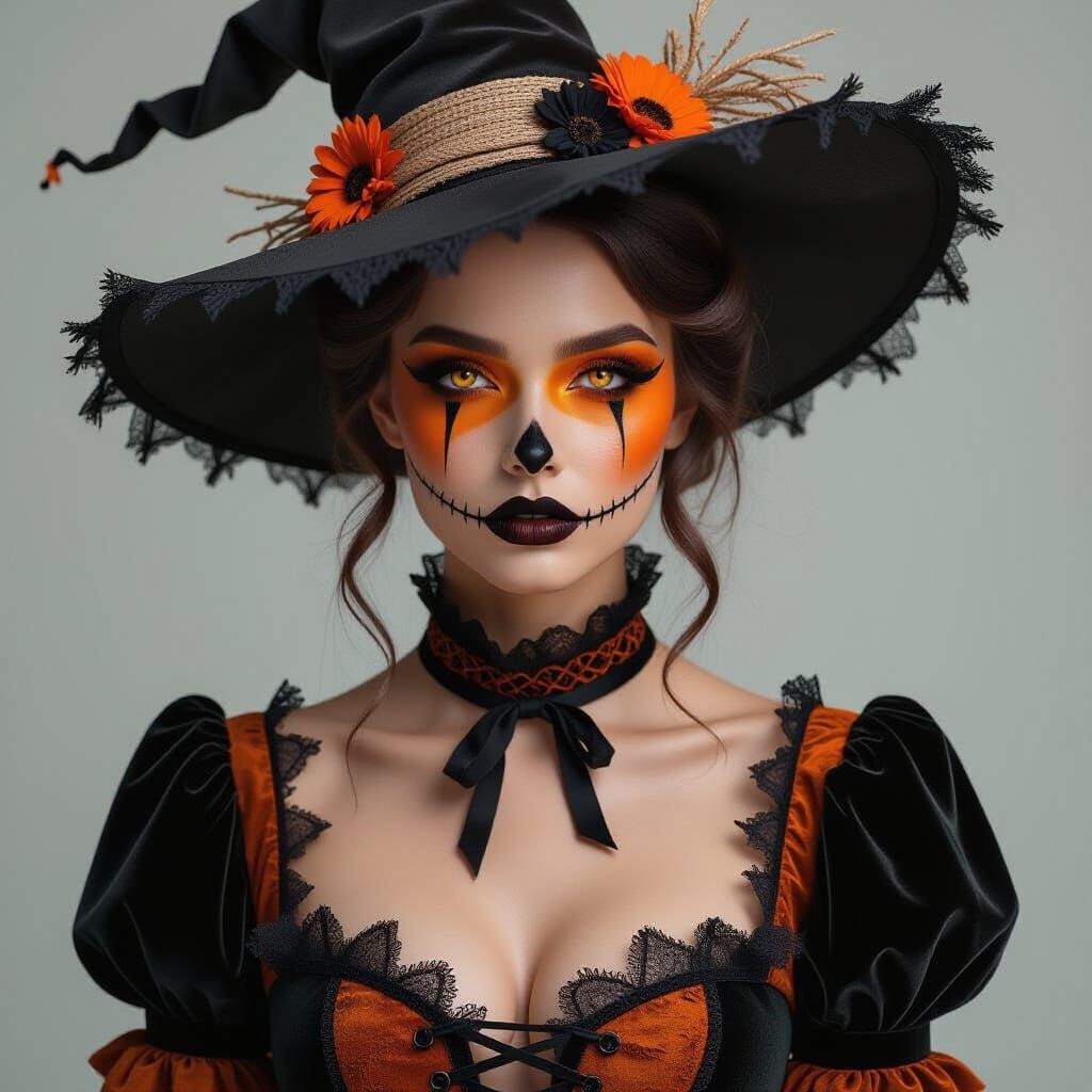 Haute Couture Halloween Portrait with Chiaroscuro Lighting