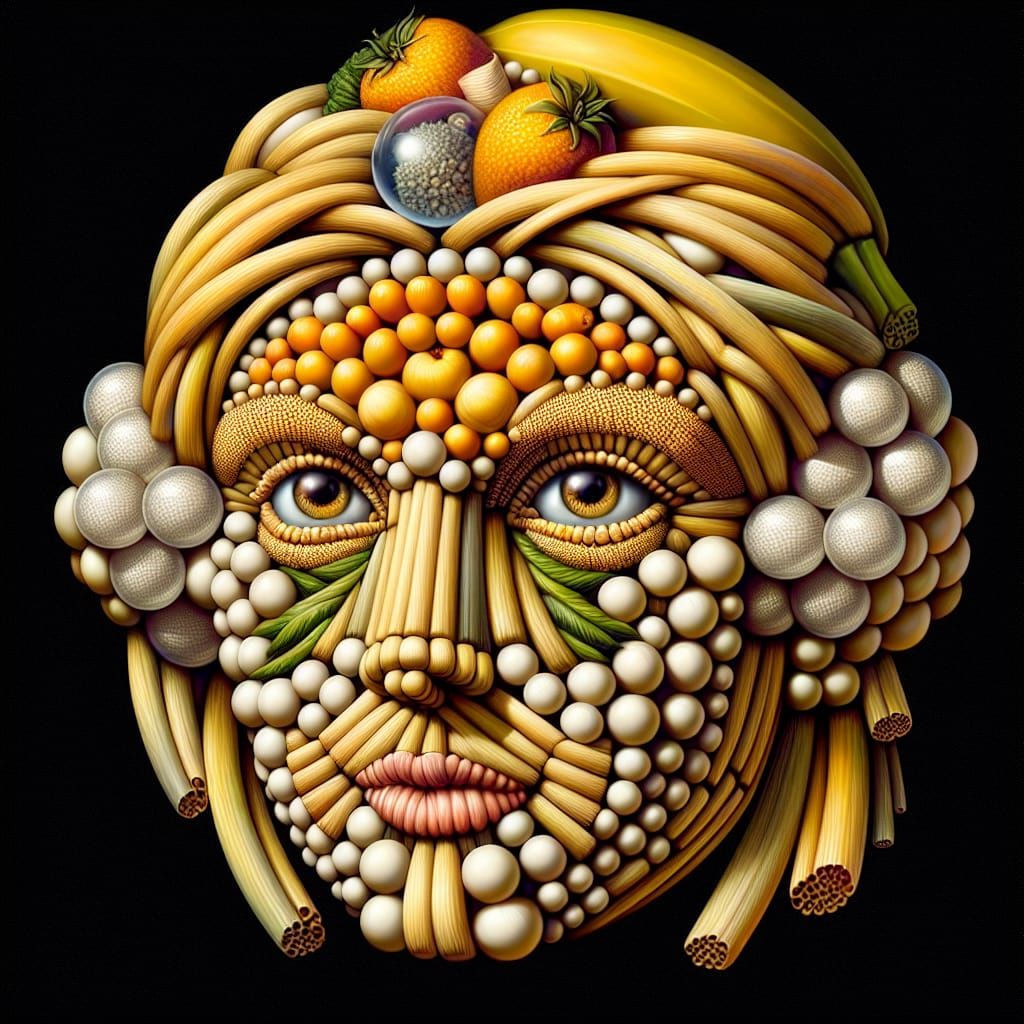 Surreal Straw Woman Portrait in Mannerist Style