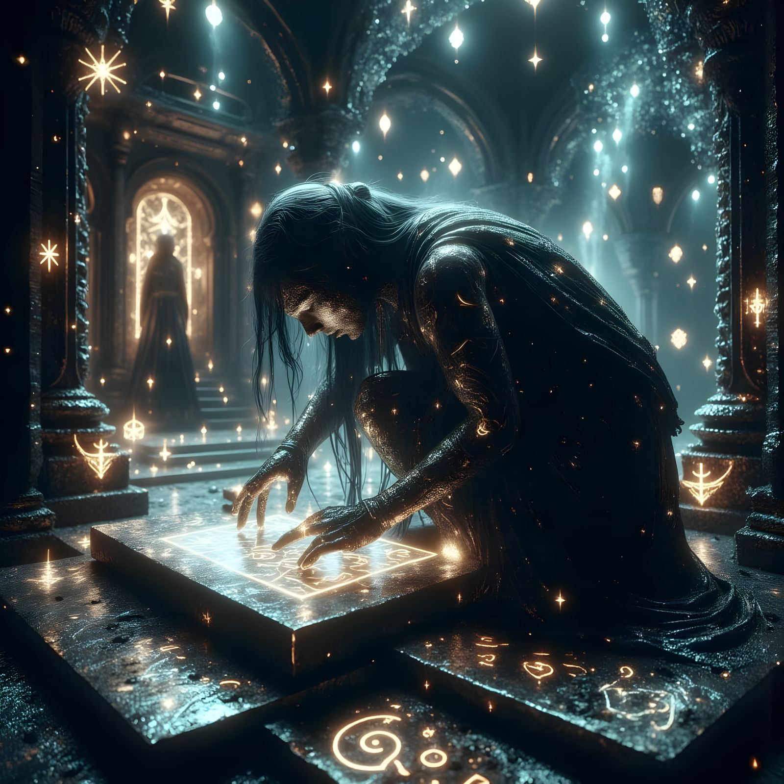 Dark Fantasy Ritual Oil Painting