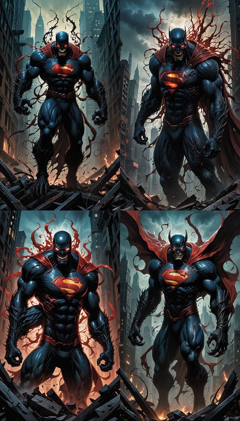 Symbiote Superman Hybrid Terrorizes a Devastated Metropolis