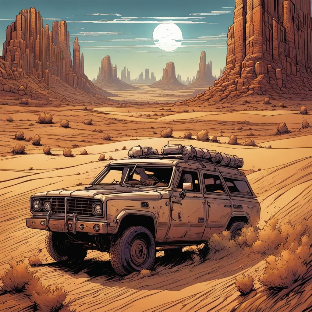Desert Landscape in Comic Book Art Style
