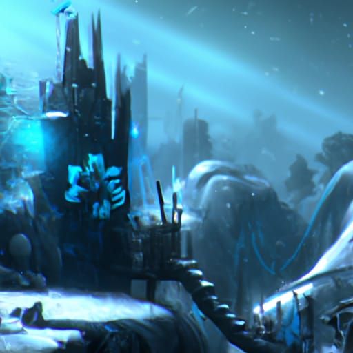 Detailed Matte Painting in White, Black, and Blue