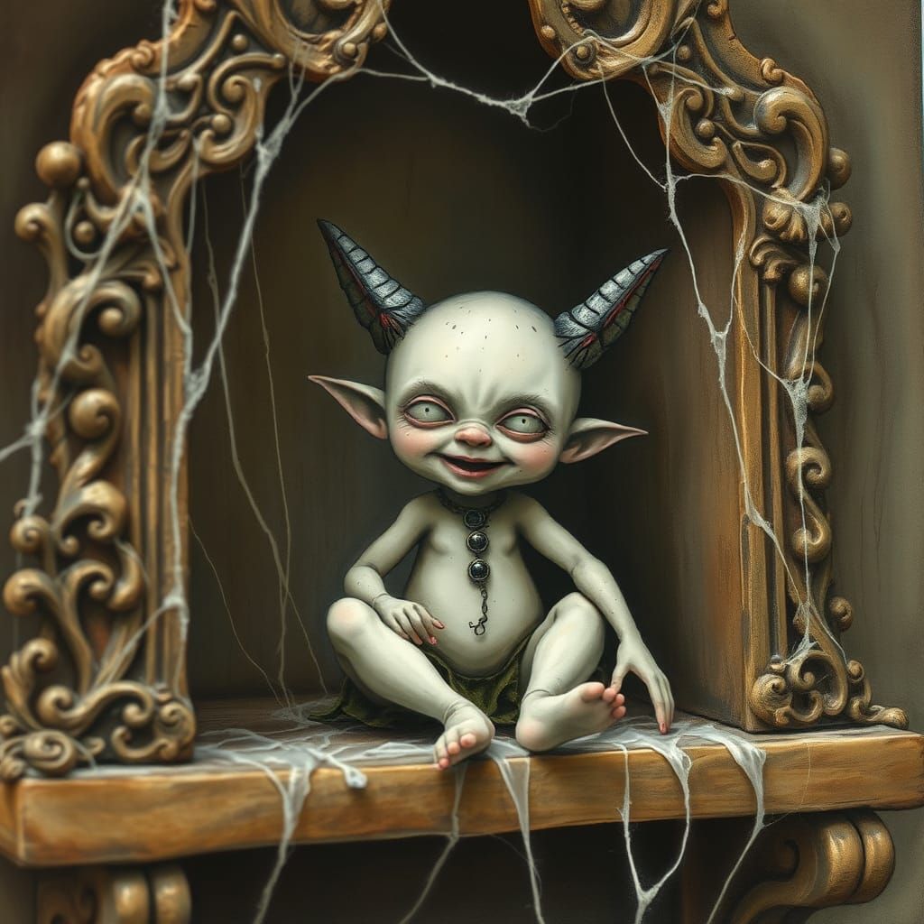 Billiken Doll in Tim Burton-esque Illustration