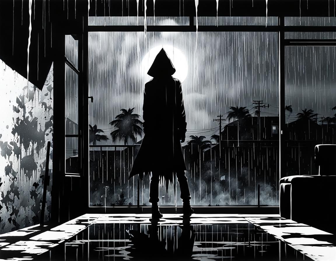 Creepy Shadow Silhouette in Noir Horror Style