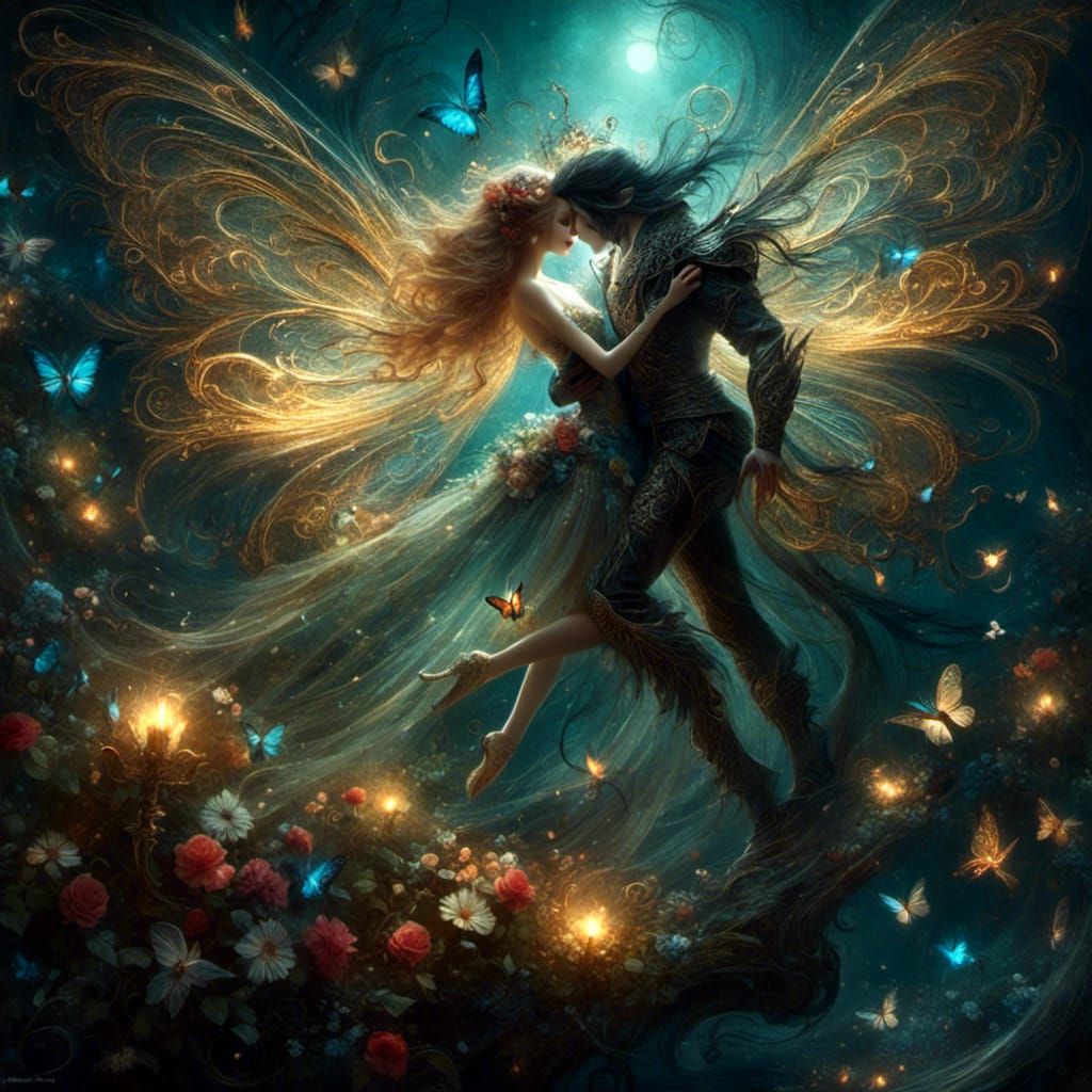Fairies Kissing: Ethereal Digital Art