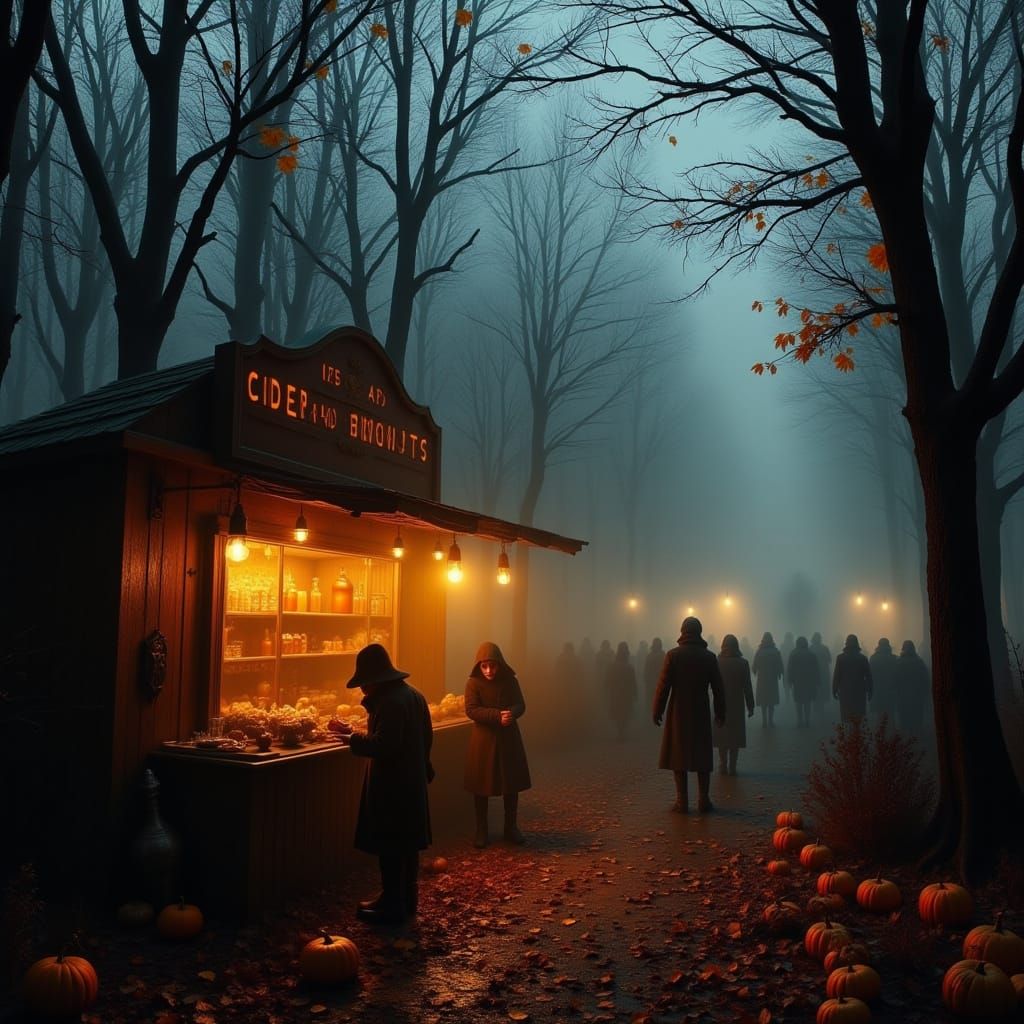 Eerie Autumn Harvest Market at Twilight
