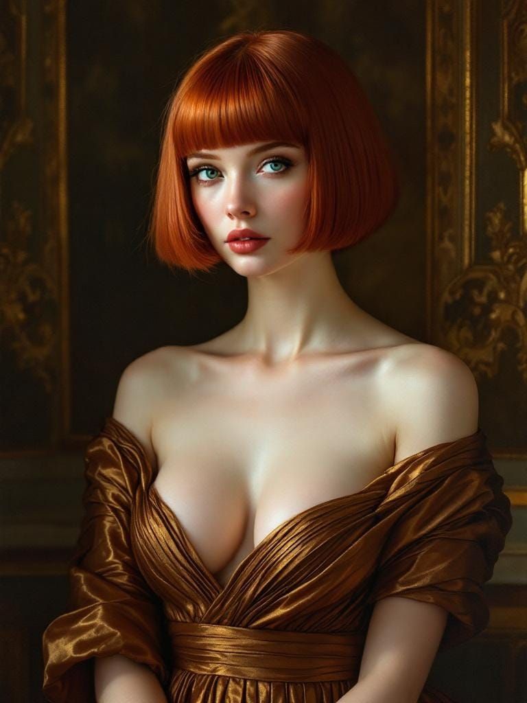 Ethereal Redhead in Bronze Dress - Classical Portraiture