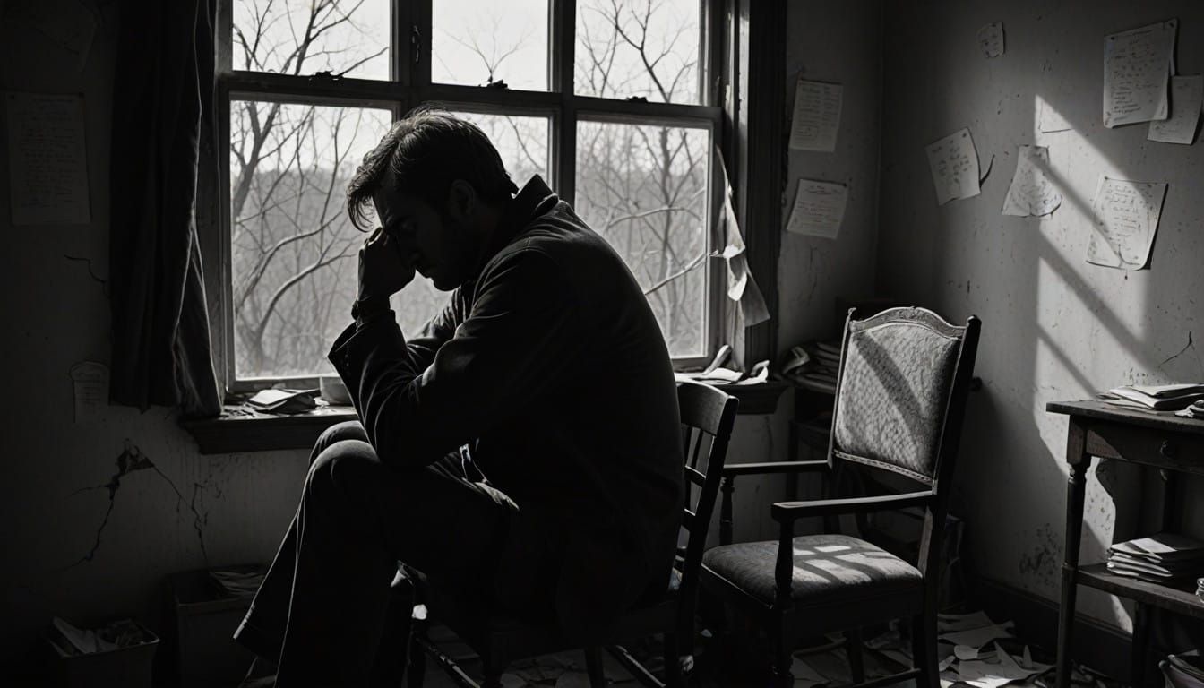 Tormented Man Contemplates Life's Burdens in a Hauntingly Li...