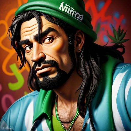 Marijuana Stoner Cartoon Characters in 3D Graffiti