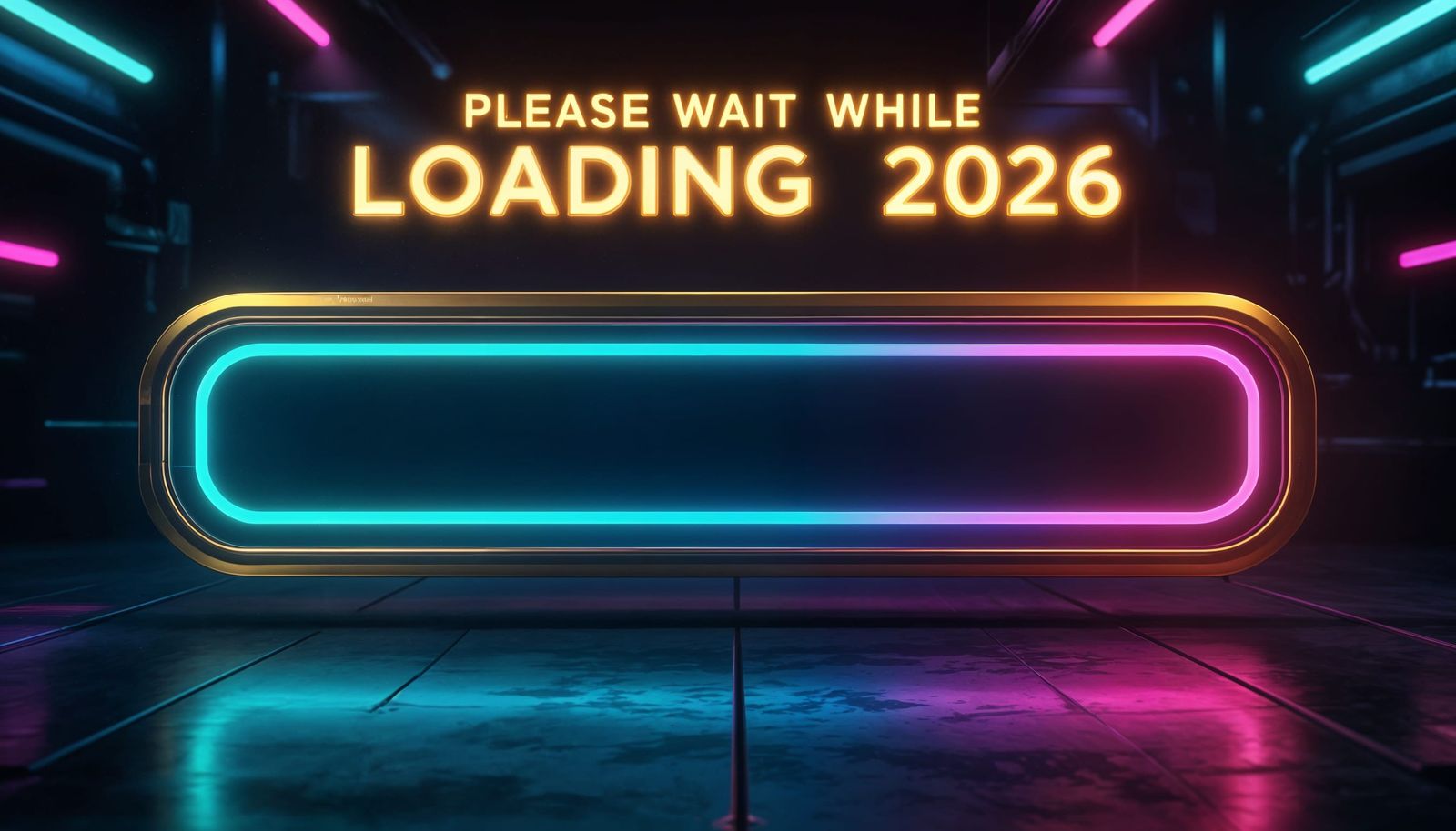 Cinematic 3D Render of Glowing Progress Bar in Golden Frame