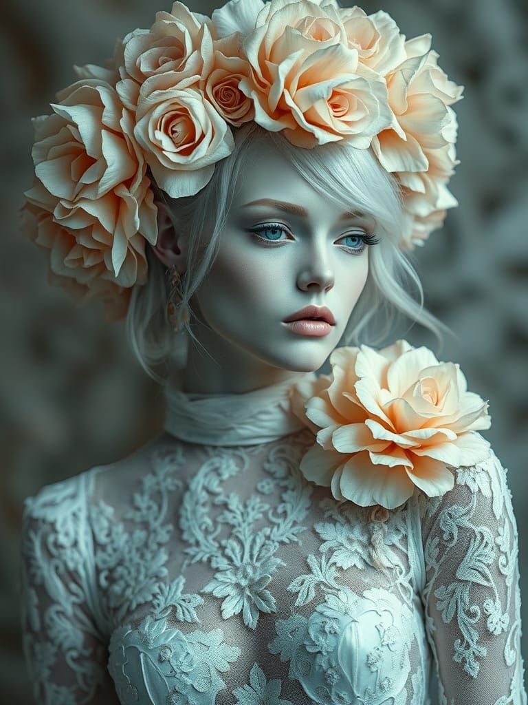 Dreamcore Fantasy Model in Baroque Lace