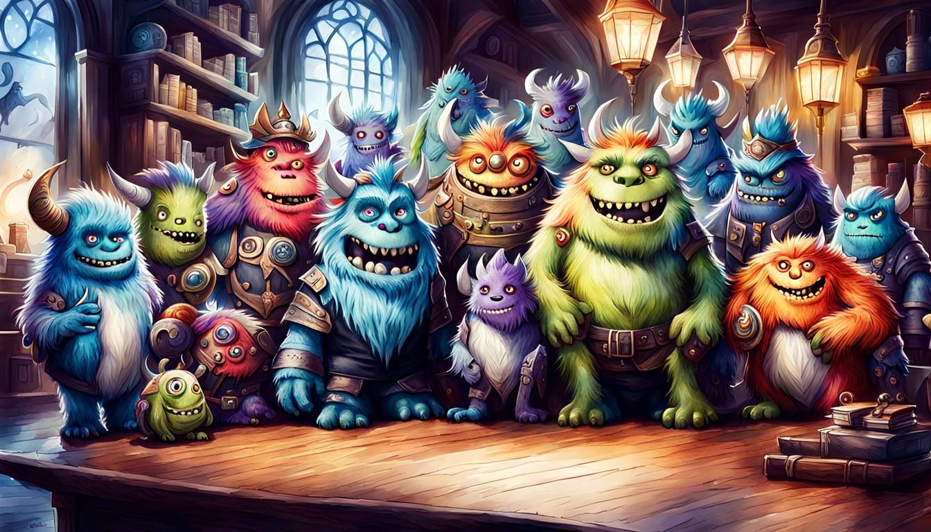 Adorable Monsters in a Dreamworks-Style Class Portrait