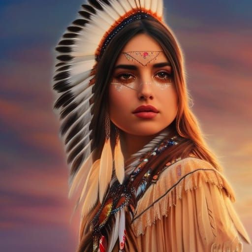 Ana de Armas as Cherokee Princess at Sunset