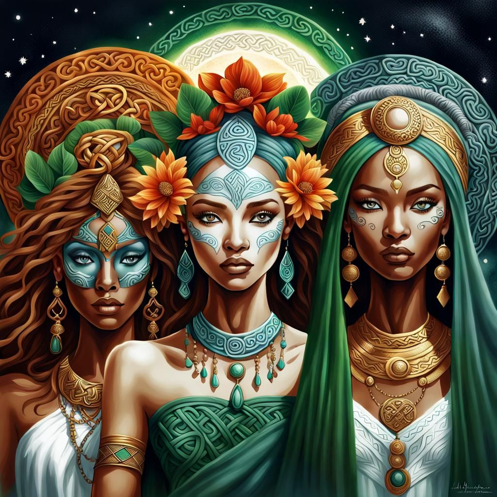 Diverse Goddesses United in Magical Ritual