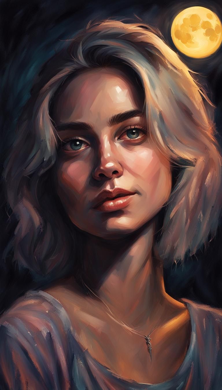 Chiaroscuro Portrait with Moonlight Glow